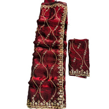 Generic Women's Jimmy Choo Embellished Saree With Unstitched Blouse 5.5Mtr�(Maroon)
