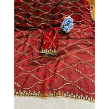 Generic Women's Jimmy Choo Embellished Saree With Unstitched Blouse 5.5Mtr�(Maroon)