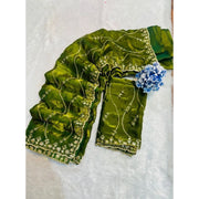 Generic Women's Jimmy Choo Embellished Saree With Unstitched Blouse 5.5Mtr�(Mehendi-Green)