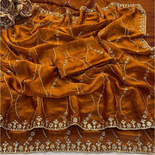 Generic Women's Jimmy Choo Embellished Saree With Unstitched Blouse 5.5Mtr�(Orange)