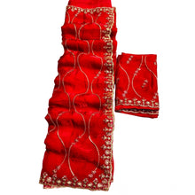 Generic Women's Jimmy Choo Embellished Saree With Unstitched Blouse 5.5Mtr�(Red)