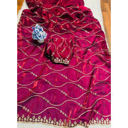 Generic Women's Jimmy Choo Embellished Saree With Unstitched Blouse 5.5Mtr�(Wine)