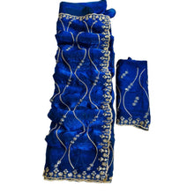 Generic Women's Jimmy Choo Embellished Saree With Unstitched Blouse 5.5Mtr�(Royal Blue)