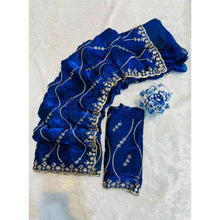 Generic Women's Jimmy Choo Embellished Saree With Unstitched Blouse 5.5Mtr�(Royal Blue)