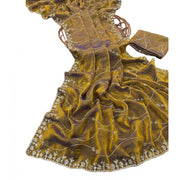 Generic Women's Jimmy Choo Embellished Saree With Unstitched Blouse 5.5Mtr�(Mustard-Yellow)