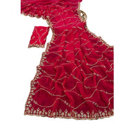 Generic Women's Jimmy Choo Embellished Saree With Unstitched Blouse 5.5Mtr�(Pink)