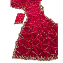 Generic Women's Jimmy Choo Embellished Saree With Unstitched Blouse 5.5Mtr�(Pink)