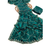 Generic Women's Jimmy Choo Embellished Saree With Unstitched Blouse 5.5Mtr�(Bottle Green)
