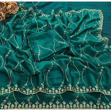 Generic Women's Jimmy Choo Embellished Saree With Unstitched Blouse 5.5Mtr�(Bottle Green)