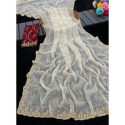 Generic Women's Jimmy Choo Embellished Saree With Unstitched Blouse 5.5Mtr�(White)