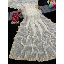 Generic Women's Jimmy Choo Embellished Saree With Unstitched Blouse 5.5Mtr�(White)