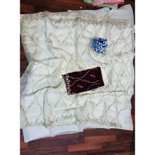 Generic Women's Jimmy Choo Embellished Saree With Unstitched Blouse 5.5Mtr�(White)