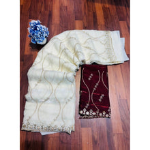 Generic Women's Jimmy Choo Embellished Saree With Unstitched Blouse 5.5Mtr�(White)