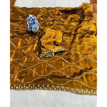 Generic Women's Jimmy Choo Embellished Saree With Unstitched Blouse 5.5Mtr�(Yellow)
