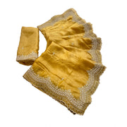 Generic Women's Satin Embellished Saree With Unstitched Blouse 5.5Mtr�(Mustard-Yellow)