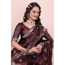Generic Women's Georgette Embroidered Saree With Unstitched Blouse 5.5Mtr�(Wine)