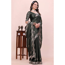 Generic Women's Georgette Embroidered Saree With Unstitched Blouse 5.5Mtr�(Charcoal Green)