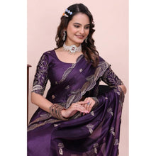 Generic Women's Georgette Embroidered Saree With Unstitched Blouse 5.5Mtr�(Purple)