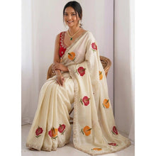 Generic Women's Georgette Embellished Saree With Unstitched Blouse 5.5Mtr�(Beige)
