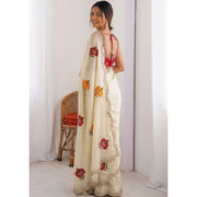 Generic Women's Georgette Embellished Saree With Unstitched Blouse 5.5Mtr�(Beige)
