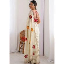 Generic Women's Georgette Embellished Saree With Unstitched Blouse 5.5Mtr�(Beige)