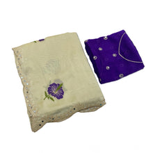 Generic Women's Georgette Embellished Saree With Unstitched Blouse 5.5Mtr�(Off-White)