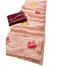 Generic Women's Georgette Embellished Saree With Unstitched Blouse 5.5Mtr�(Orange)