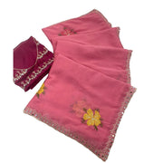Generic Women's Georgette Embellished Saree With Unstitched Blouse 5.5Mtr�(Pink)