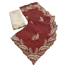 Generic Women's Chiffon Embroidered Saree With Unstitched Blouse 5.5Mtr�(Maroon)