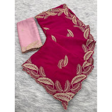 Generic Women's Chiffon Embroidered Saree With Unstitched Blouse 5.5Mtr�(Pink)
