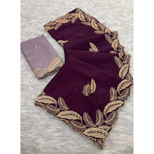 Generic Women's Chiffon Embroidered Saree With Unstitched Blouse 5.5Mtr�(Magenta)