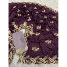 Generic Women's Chiffon Embroidered Saree With Unstitched Blouse 5.5Mtr�(Magenta)