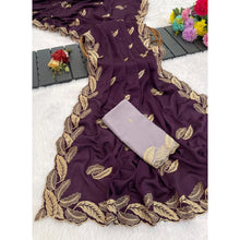 Generic Women's Chiffon Embroidered Saree With Unstitched Blouse 5.5Mtr�(Magenta)