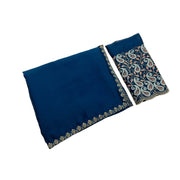 Generic Women's Chiffon Embroidered Saree With Unstitched Blouse 5.5Mtr�(Teal)