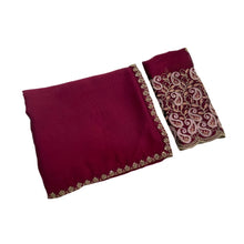 Generic Women's Chiffon Embroidered Saree With Unstitched Blouse 5.5Mtr�(Maroon)