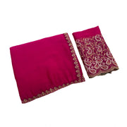Generic Women's Chiffon Embroidered Saree With Unstitched Blouse 5.5Mtr�(Magenta)