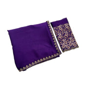 Generic Women's Chiffon Embroidered
 Saree With Unstitched Blouse 5.5Mtr�(Purple)