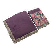 Generic Women's Georgette Embellished Saree With Unstitched Blouse 5.5Mtr�(Purple)