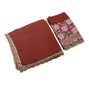 Generic Women's Georgette Embellished Saree With Unstitched Blouse 5.5Mtr�(Brown)