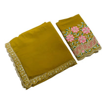 Generic Women's Georgette Embellished Saree With Unstitched Blouse 5.5Mtr�(Yellow)
