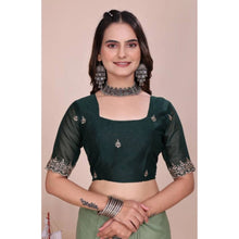 Generic Women's Georgette Embellished Saree With Unstitched Blouse 5.5Mtr�(Pista Green)