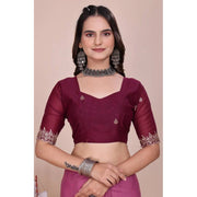 Generic Women's Georgette Embellished Saree With Unstitched Blouse 5.5Mtr�(Pink)