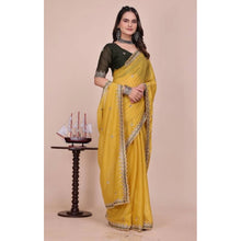 Generic Women's Georgette Embellished Saree With Unstitched Blouse 5.5Mtr�(Yellow)