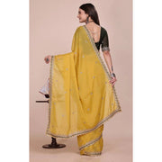 Generic Women's Georgette Embellished Saree With Unstitched Blouse 5.5Mtr�(Yellow)