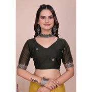 Generic Women's Georgette Embellished Saree With Unstitched Blouse 5.5Mtr�(Yellow)