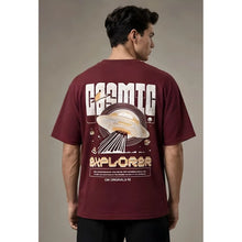 Generic Men's Cotton Blend Printed Oversized Round Neck Half Sleeve T-Shirt (Maroon)
