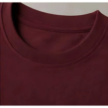 Generic Men's Cotton Blend Printed Oversized Round Neck Half Sleeve T-Shirt (Maroon)