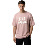 Generic Men's Cotton Blend Printed Oversized Round Neck Half Sleeve T-Shirt (Pink)