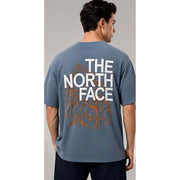 Generic Men's Cotton Blend Printed Oversized Round Neck Half Sleeve T-Shirt (Blue)