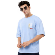 Generic Men's Cotton Blend Printed Oversized Round Neck Half Sleeve T-Shirt (Lavender)